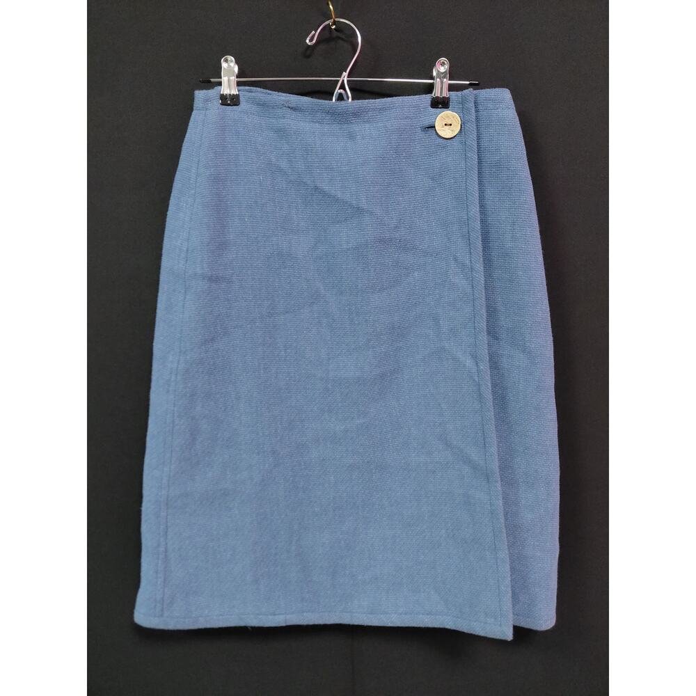 TRADEMARK Cotton Linen Blend Skirt Blue Solid Woven Women Size 8